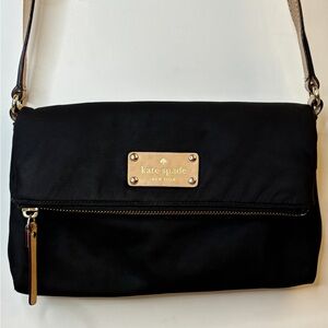 Kate Spade‎ Black Nylon Fold Over Crossbody Bag